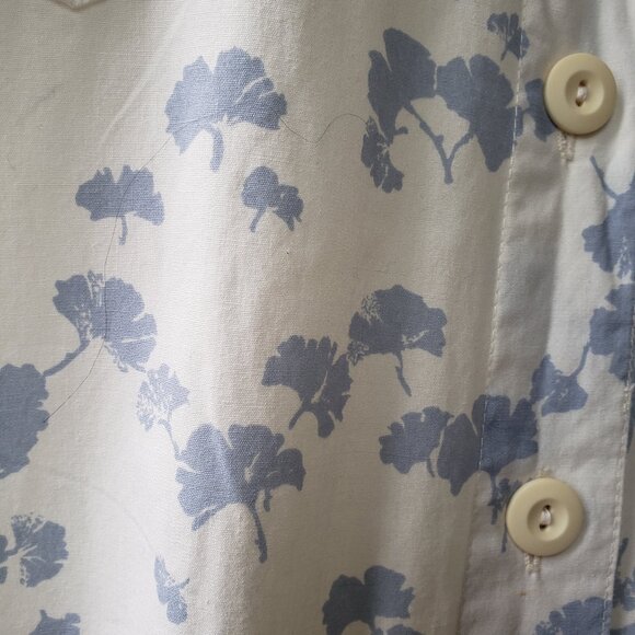 Vintage Marjorie Prairie Maxi White & Periwinkle Blue Parsley Toteme Style Smock - Picture 12 of 12